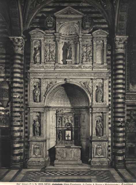 Alinari, Fratelli — Siena - Cattedrale. Altare Piccolomini. (A.Fusina, A. Bregno e Michelangiolo) — insieme
